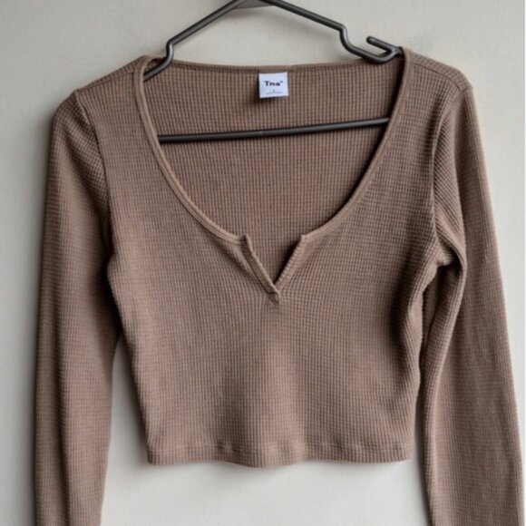 Aritzia TNA waffle knit Long Sleeve Top - Picture 1 of 5